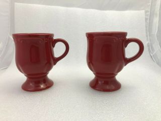 Pfaltzgraff Set Of 2 Winterberry Ruby Red 5″ Pedestal 12ounce Mugs/cups