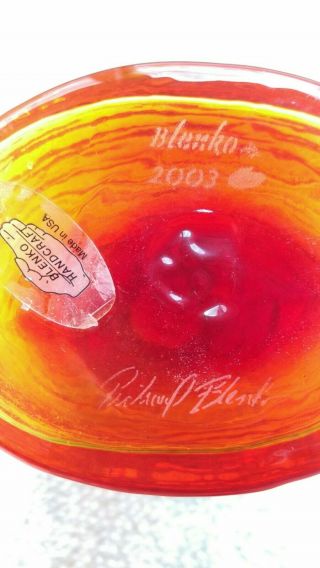 2003 Amberina Tangerine BLENKO Art Glass Vase signed by Richard Blenko 2