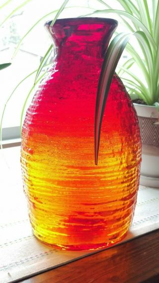 2003 Amberina Tangerine BLENKO Art Glass Vase signed by Richard Blenko 3