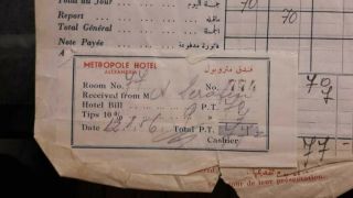 Egypt Metropole Hotel Bill With Label