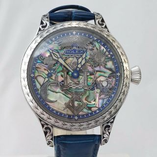 Silver Rolex Masonic Pearl Elegant Classic Marriage Pocket Watch Movement
