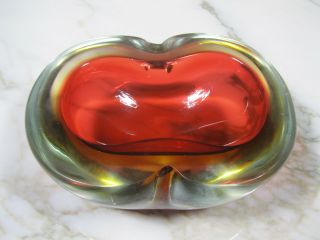 Mid Century Modern Murano Flavio Poli Sommerso Tricolor Art Glass Geode Bowl