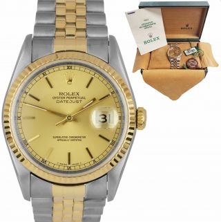 1998 Rolex Datejust 36mm Two - Tone Champagne Steel Gold Jubilee Watch 16233