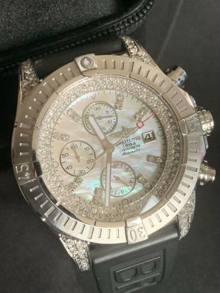 Breitling Avenger A13370 48mm Mother Of Pearl Dial 6.  5 Carats Diamonds