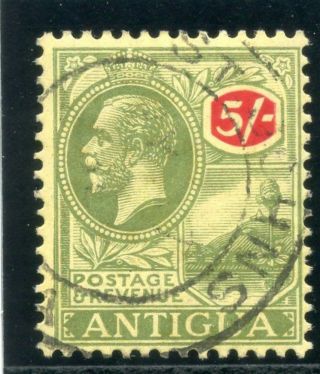 Antigua 1922 Kgv 5s Green & Red/pale Yellow Very Fine.  Sg 60.  Sc 63.