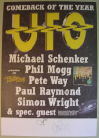 Ufo Concert Tour Poster 1995 Autographed By Michael Phil Paul Raymond Andy