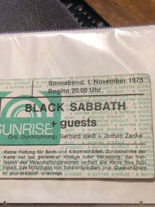 Vintage Black Sabbath Concert Ticket Stub November 1 1975 German Not Sure Rare