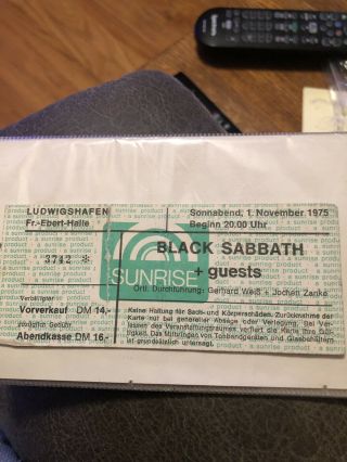 Vintage Black Sabbath Concert Ticket Stub November 1 1975 German Not Sure Rare 2