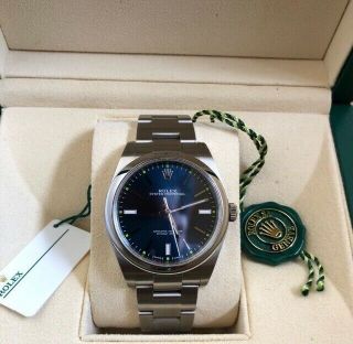 Minty 116000 Blue Artic Rolex Oyster Perpetual Mens Steel Watch Box Paper
