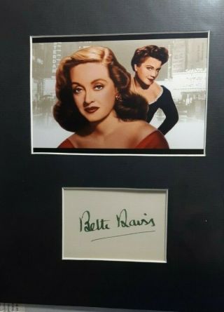 Bette Davis " Silver Screen " Authentic Autograph Photo Display W/coa