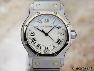 Cartier Santos 18k Gold And Stainless Steel 30mm Unisex Swiss Quartz Watch S66