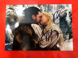 Kit Harington Emilia Clarke Game Of Thrones Autograph Signed Photo 6x8