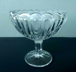 Early Antique Eapg Colonial Fluted Flint Glass Compote