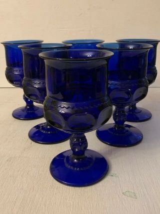 Color Crown Cobalt By Colony Blue Water Goblets Set Of 6 Discontinued 5 3/4 In