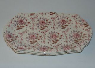 Vintage Johnson Bros Rose Chintz Set Of 3 Teacup Sandwick Trays Luncheon Plates