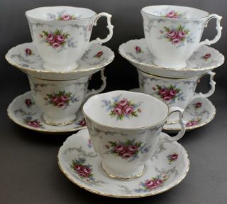 Set Of 5 Royal Albert Teacups & Saucers - Tranquillity 21