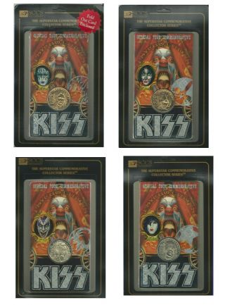 Kiss Psycho Circus Set Of 5 Coins (2) 24k Gold Plated (2) N/s (1) Gene Promo