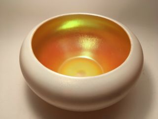 Large Steuben Art Glass Calcite And Gold Aurene Vase Or Bowl