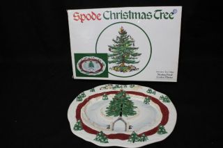 Mib Spode Christmas Tree 14 " X 9 " Village Skating Pond Cookie Platter 40ctr617