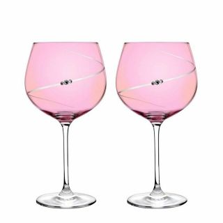 Portmeirion Auris Pink Gin Glasses with Swarovski Crystals Set of 2,  780ml 2