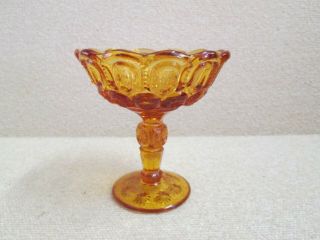 Moon And Stars Pattern Glass Amber Gold Fenton Lg Wright Open Jelly Compote