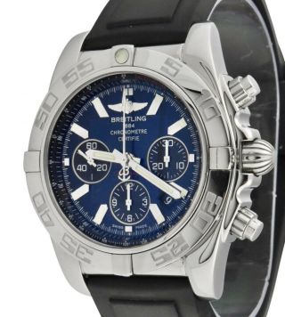 Men ' s Breitling Chronomat 44 AB0110 Stainless Steel Blue Dial B01 Watch Serviced 2