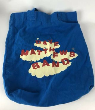 Dave Matthews Band Cotton Tote Bag Blue With Red Rare Concert Memorabilia