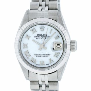Rolex Womens Watch Datejust Ss/18k White Gold Mop Roman Dial Fluted Bezel