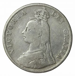 1890 Great Britain Silver Double Florin Queen Victoria Coin Km 763