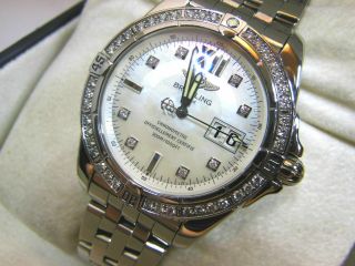 Breitling Cockpit A49350 For Men 41mm Wide With Pearl Dial And Factory Diamonds
