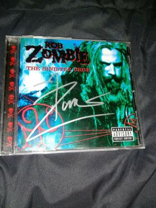 Rob Zombie Signed Autograph Cd Cover The Sinister Urge White