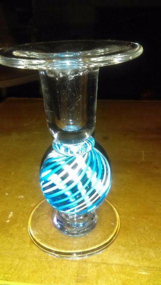 Thames Glass,  5 " Hand Crafted Candle Stick,  Art Glass,  Cond.