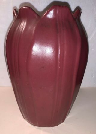 Zanesville Art Pottery Vase Matte Rose Organic Arts Crafts Leaf Lotus Form