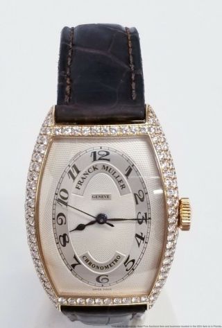 18k Rose Gold Diamond Franck Muller 5850 Chronometro D W Gold Buckle Watch