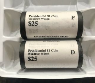2013 Woodrow Wilson P & D Presidential $1 Coin Uncirculated Roll $25