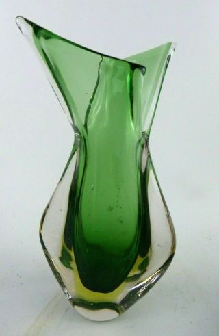 Stunning 1970s Murano Cased Art Glass Sommerso 9 1/2 " Vase