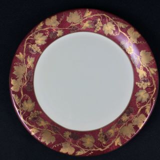 Crate & Barrel Volante Buffet 11 7/8 " Dinner Plate Italy Burgundy Gold