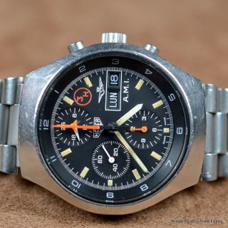 HEUER AMI 1980s 510.  543 ITALIAN AIRFORCE 40MM LEMANIA 5100 AUTOMATIC DAY DATE 3H 3