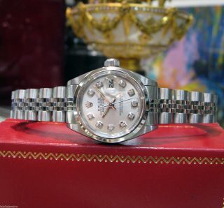 Ladies Rolex Oyster Perpetual Datejust Diamond Hour Markers Stainless Steel