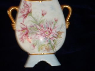 Limoges - Antique 1898 Handpainted Vase With Flower By " M.  Redon " - France