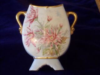 Limoges - Antique 1898 Handpainted Vase with Flower by 