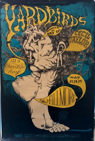 Yardbirds 1968 Fillmore Poster : Bill Graham Presents : Jimmy Page