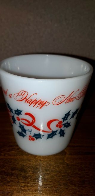 Vintage Pyrex Glass Merry Christmas Happy Year Coffee Mug D handle 2
