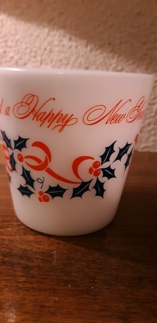 Vintage Pyrex Glass Merry Christmas Happy Year Coffee Mug D handle 3