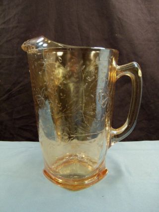 Vintage Large Jeannette Glass Marigold Iridescent Floragold Louisa Pitcher