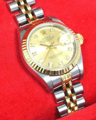Diamond Dial Ladies Rolex Watch Rolex Oyster Perpetual Date Wristwatch
