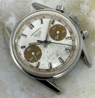 Vintage Heuer Carrera Tropical Chronograph Ref.  7753 Wristwatch Valjoux 7730 2
