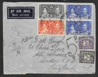G.  B / Straits Settlements / Singapore - 1937 Cover Coronation Set & Postage Dues