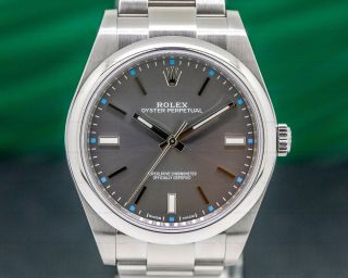 Rolex 114300 Oyster Perpetual Ss Dark Rhodium Dial With Box And Papers