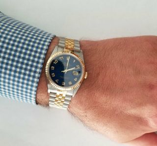 Rolex Datejust Blue Jubilee Dial Steel & 18k Gold Box Papers